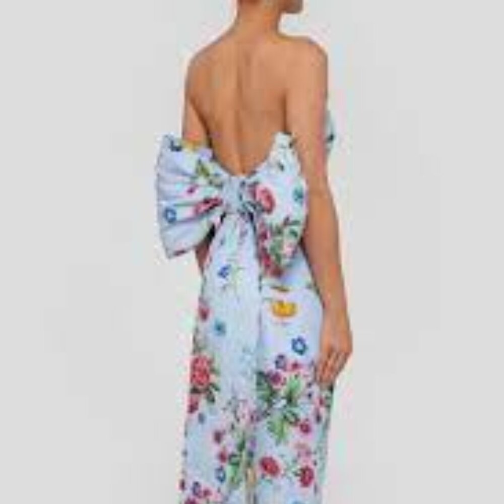 Bow Floral Off-Shoulder Midi Dress